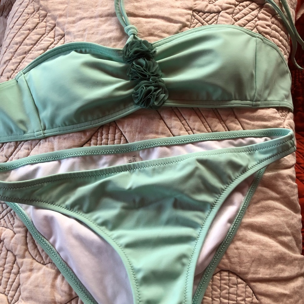 Victoria’s Secret small mint bandeau halter bikini